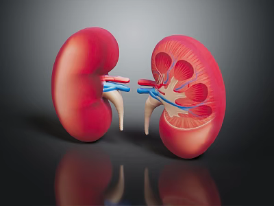 Human Kidneys Anatomical Structure Showing Internal Details And Blood Vessels 3d model