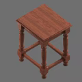 Classic Wooden Side Table With Square Top Carved Legs And Cross Support Base