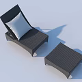 Stylish Outdoor Sofa with White Cushion and Wicker Side Table Design 3d model