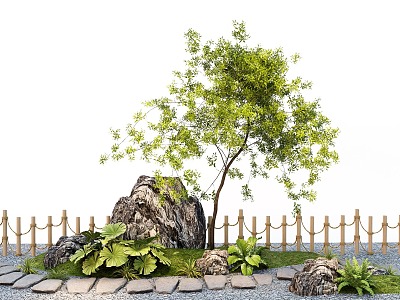 Shaped arbor willow landscape tree stone micro terrain Ting step 3d model