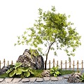 Shaped arbor willow landscape tree stone micro terrain Ting step 3d model