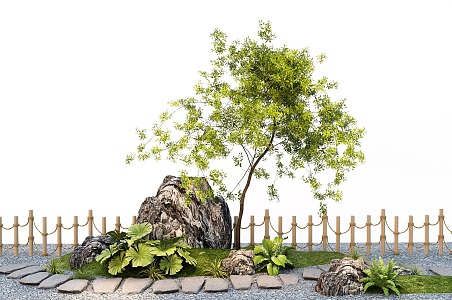 Shaped arbor willow landscape tree stone micro terrain Ting step 3d model