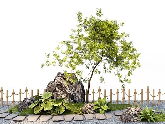 Shaped arbor willow landscape tree stone micro terrain Ting step 3d model