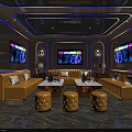 Elegant Modern KTV Interior Design With Comfortable Sofas Large Screens And Stylish Lighting 3d model
