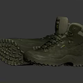 Green Outdoor Hiking Boots With Rugged Traction Soles And Lace Up Design