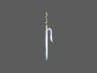 Ancient Decorative Spear With Metal Spearhead And Wrapped Handle Design 3d model