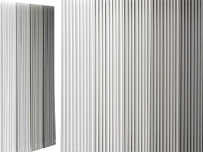 Modern Gray and White Vertical Striped Curtains with Textured Design for Interior Decoration 3d model