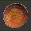 Decorative Kitchen Furniture Bowl With Red Gold Floral Pattern Design