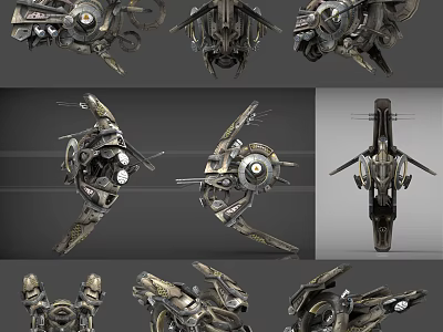 Detailed Sci-Fi Mechanical Design Featuring Intricate Metallic Components And Structures 3d model