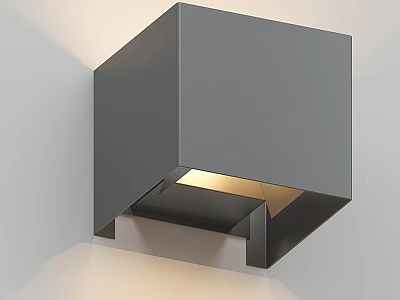 Modern Gray Square Wall Lamp Mounted on Corner Wall for Interior Lighting Decor 3d model