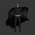 Batman Game Movie Character In Black Suit With Yellow Utility Belt And Black Cape