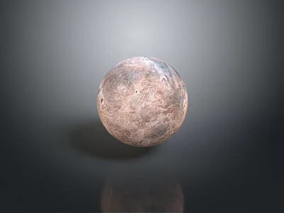 Moon Sphere Surface With Craters On Gray Background And Reflection 3d model