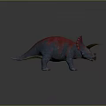 Realistic Triceratops 3D Model With Red Blue Coloration Horns And Frill