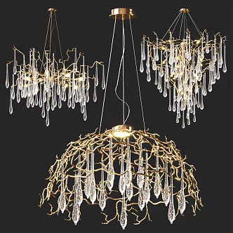 Light Luxury Crystal Chandelier Modern Branch Chandelier 3d model