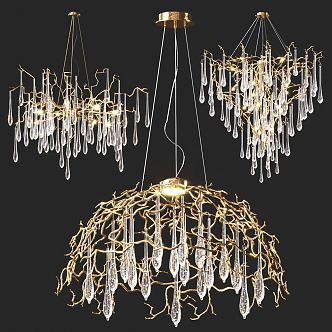 Light Luxury Crystal Chandelier Modern Branch Chandelier 3d model