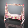 Stylish Hammock With Stand Featuring Pink And Beige Floral Pattern Design 3d model
