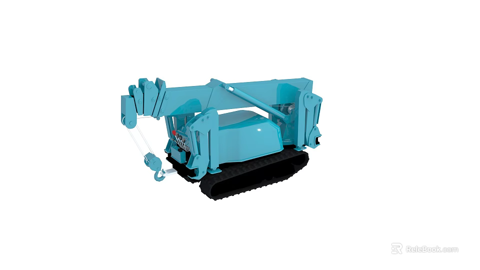 Blue Crawler Crane Model With Tracked Chassis And Lifting Mechanism 3d model