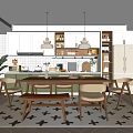 Nordic Restaurant Open Kitchen 3d model