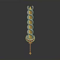 Ornate Spiral Design Sword With Gold Green Accents And Decorative Hilt