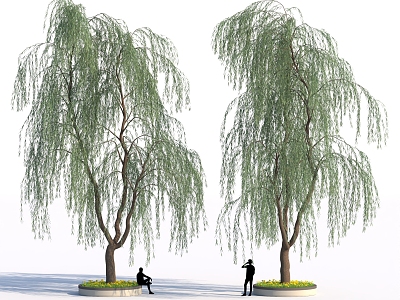 Willow Ancient Style National Style Ancient Tree New Chinese Style Green Planting Waterfront Landscape Group 3d model