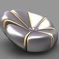 Modern Single Sofa Design With Petal Shaped Silver And Gold Button Tufted 3d model