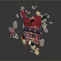 Traditional Colorful Street Food Cart With Hanging Pots And Decorative Elements