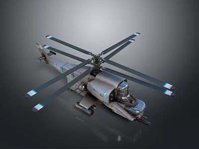 Futuristic Military Style Helicopter Design With Multi Rotor System And Detailed Mechanical Structure 3d model