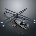 Futuristic Military Style Helicopter Design With Multi Rotor System And Detailed Mechanical Structure