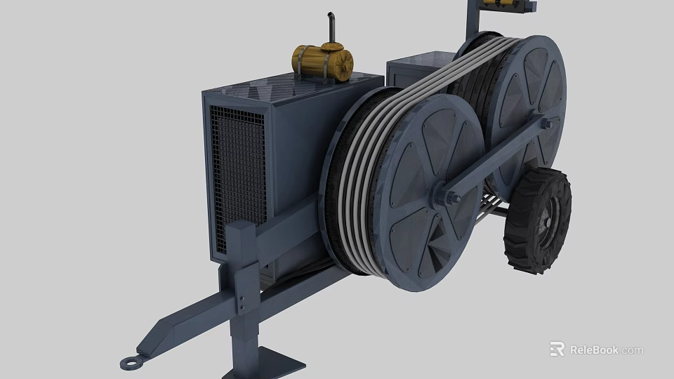 Industrial Equipment with Large Cable Reel and Heavy Duty Wheels for Mechanical Applications 3d model 