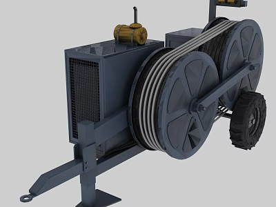 Industrial Equipment with Large Cable Reel and Heavy Duty Wheels for Mechanical Applications 3d model