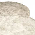 Cream Colored Stylish Rugs With Circular And Square Designs Plush Texture And Fringe Edges