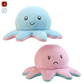 Cute Blue and Pink Octopus Plush Toys with Smiling and Sad Faces