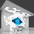 Modern Cultural Center Interior With Hexagonal Design And Digital Interactive Displays 3d model