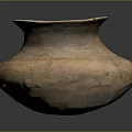Ancient Hand Carved Clay Pot With Intricate Surface Patterns And Textures