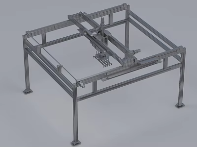 Industrial Equipment Featuring Metal Frame Structure With Mechanical Arm And Support Legs 3d model