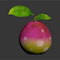 Fresh Juicy Pink Green Apples with Green Leaves and Bitten One on White Background