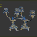 Ornate Golden Decorative Candelabra With Intricate Floral Details And Holders