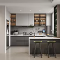Modern Kitchen Interior Design With Open Layout Island Counter Appliances And Bar Stools