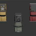 Yellow Green Red Military Vehicle Models With Open Hood And Roof Equipment