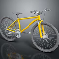 Yellow Mountain Bike Featuring Large Tires Black Seat and Sleek Design
