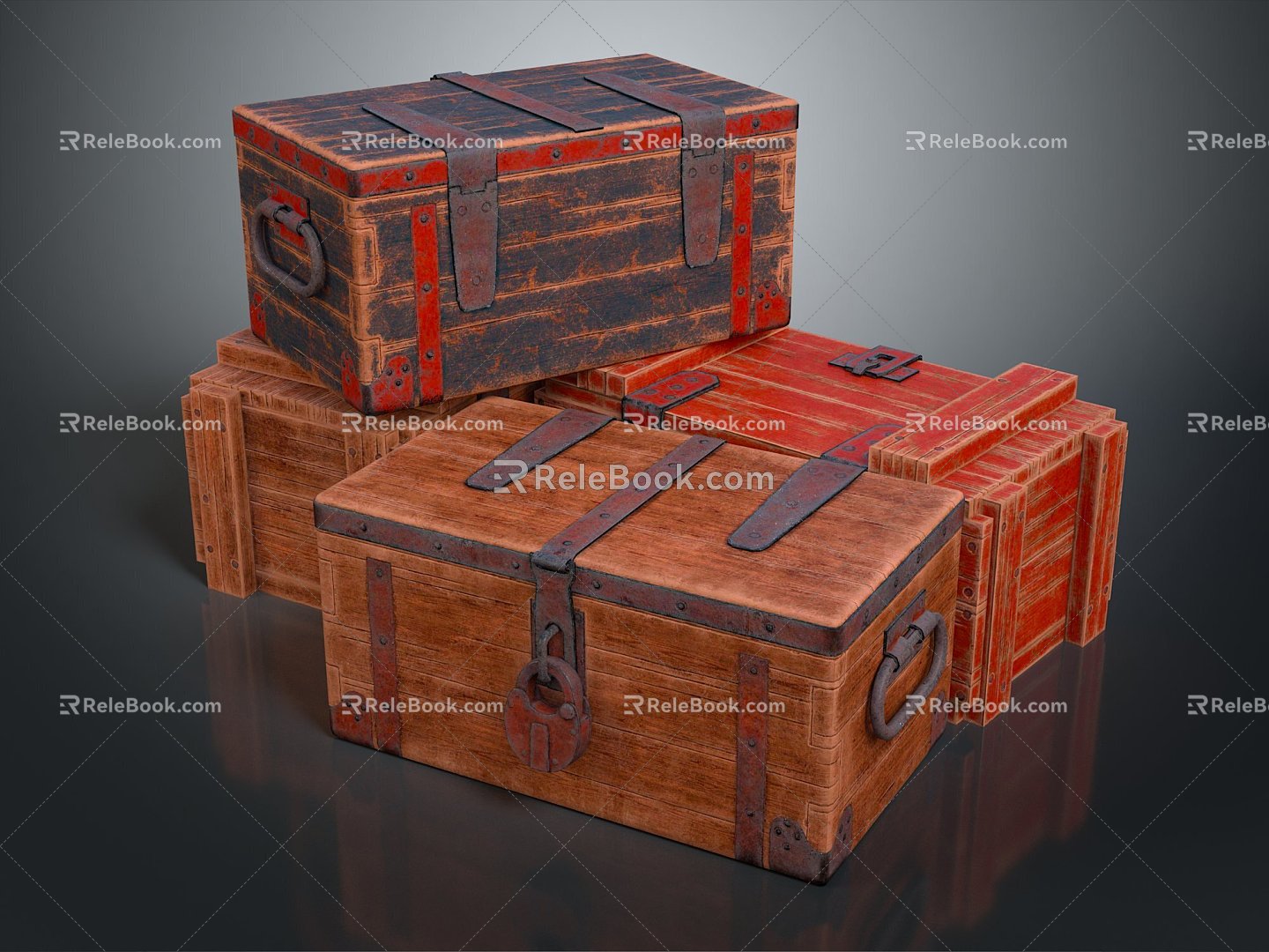 Boxes, Bags, Leather Boxes, Leather Boxes and Containers Realistic 3d model