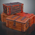 Stacked Vintage Wooden Chests With Rustic Design And Metal Clasps For Home Storage