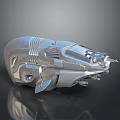 Futuristic Silver Metallic Mechanical Structure With Streamlined Design And Sensor Details 3d model