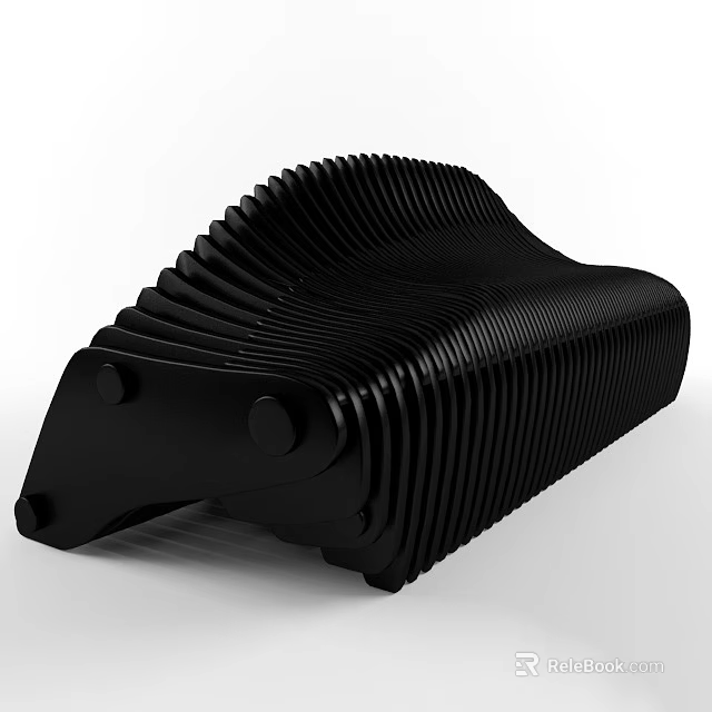 Modern Black Outdoor Chair With Ergonomic Ribbed Design And Durable Structure 3d model 