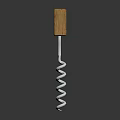Wooden Handle Corkscrew With Two Holes And Metal Spiral For Wine Bottle Opening