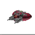 Red And Silver Cosmic Spacecraft With Mechanical Design In Deep Space