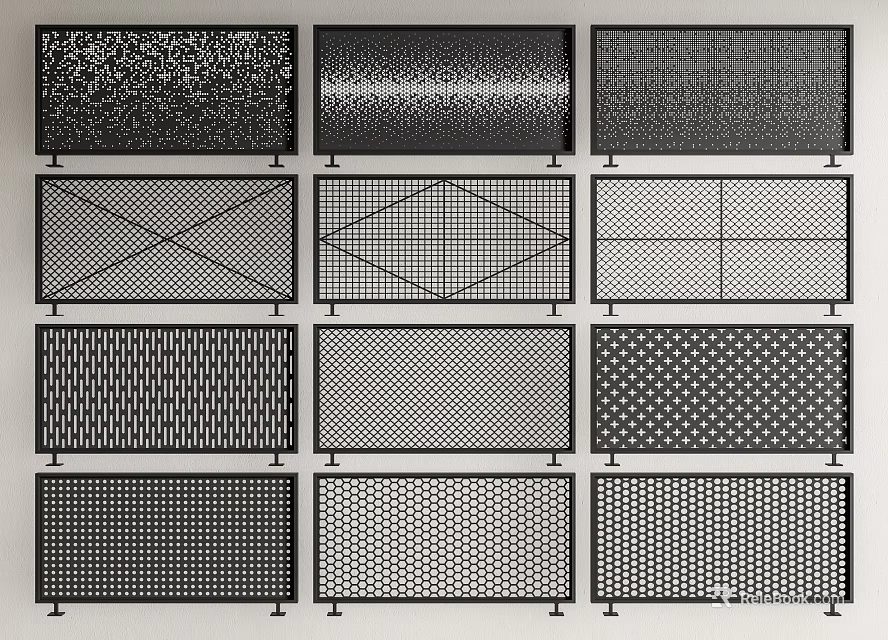 Decorative Fencing with Various Grid Patterns and Modern Design Styles 3d model 