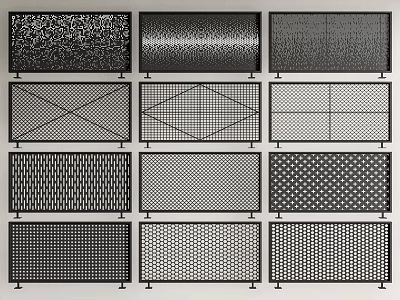 Decorative Fencing with Various Grid Patterns and Modern Design Styles 3d model