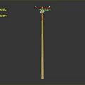 White Electrical Utility Pole With Red Insulators And Crossarms Structure
