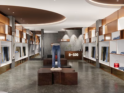 Modern Clothing Store Interior With Display Racks Mannequin And Fashion Apparel 3d model